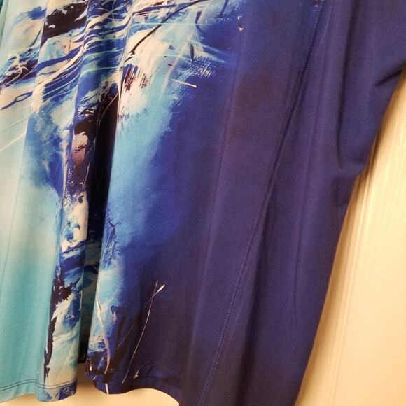 NWT's - Lemon Grass - Blue Print Tunic Pullover Short Sleeve Crew Neck Size S - Picture 6 of 12